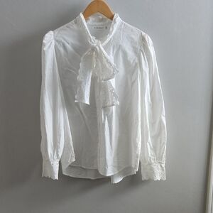 White Bisou's Project Button Down Blouse Lace Size Large
